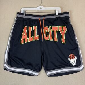 All City by Just Don Short Mens XL Black Mesh Basketball Elastic Waist Lined
